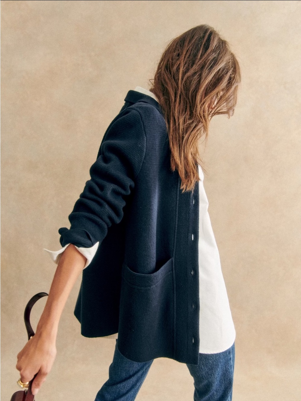 Sezane Navy Will Knit Jacket - Picture 7 of 7